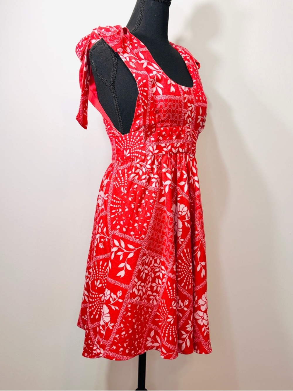 House of Harlow 1960 x Revolve red linen blend tie strap bandana mini a line NWT
